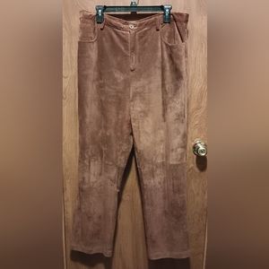 Nordstrom Genuine Suede Leather High Waist Pants Size 16 Brown